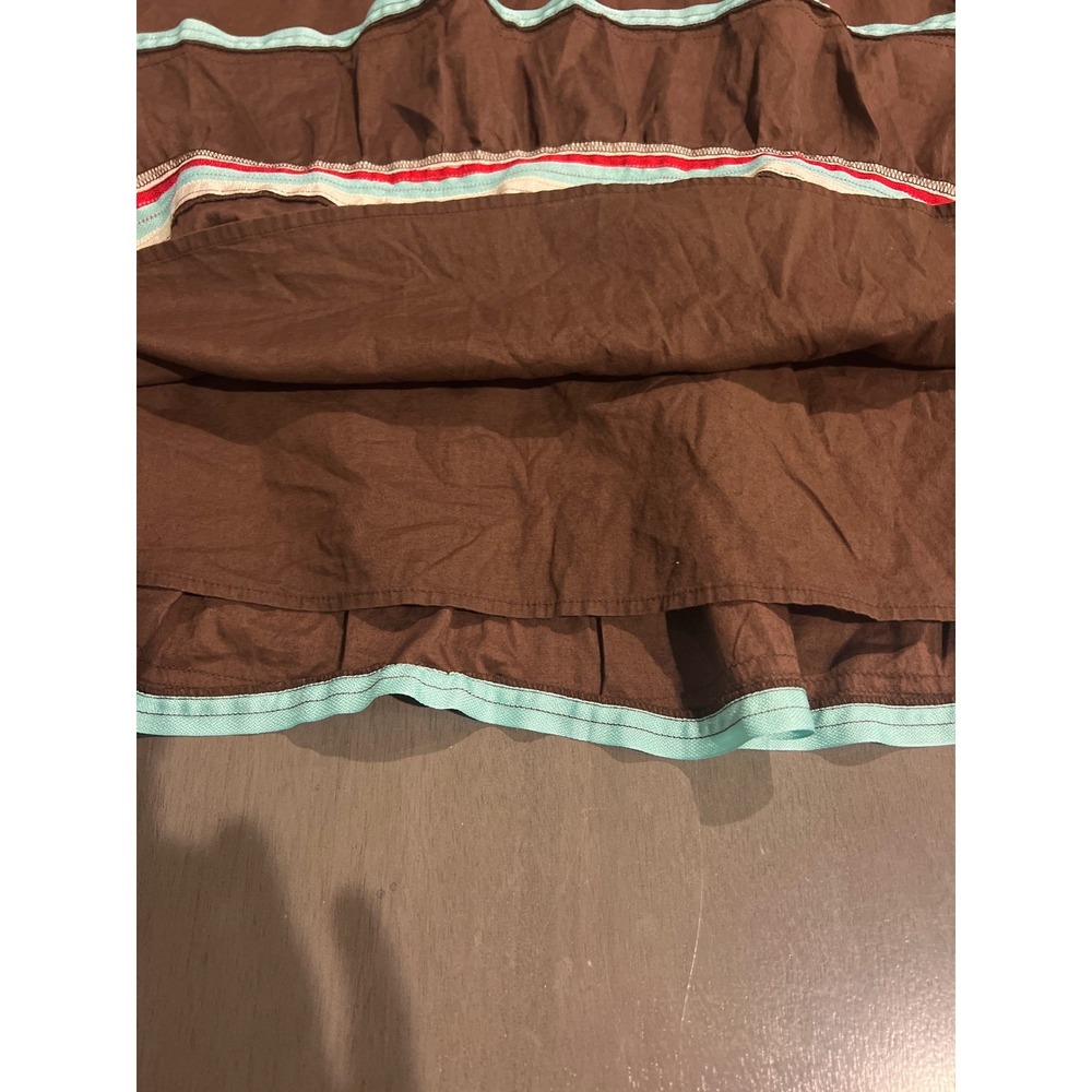 American Eagle Y2K Women's Brown Tiered Mini Skirt Ribbon Trim  Boho Size 12 - Picture 5 of 5